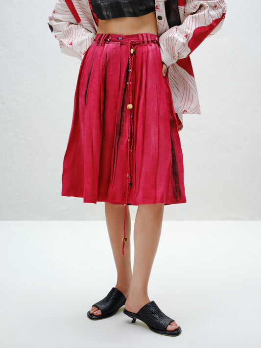 Red Pleated Culottes