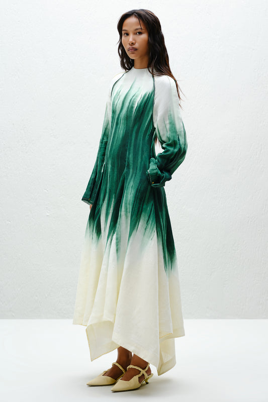 Teal Godet Dress