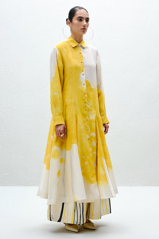 Yellow Panelled Long Shirt