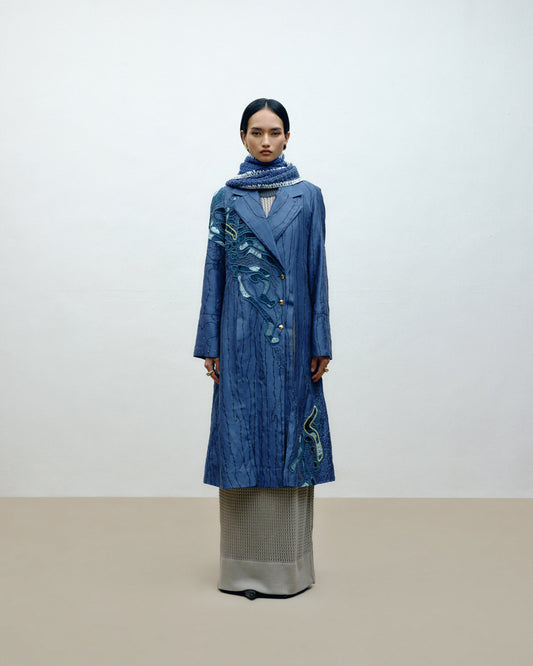 Embroidered silk jacket with artisanal hand detailing by Dulari