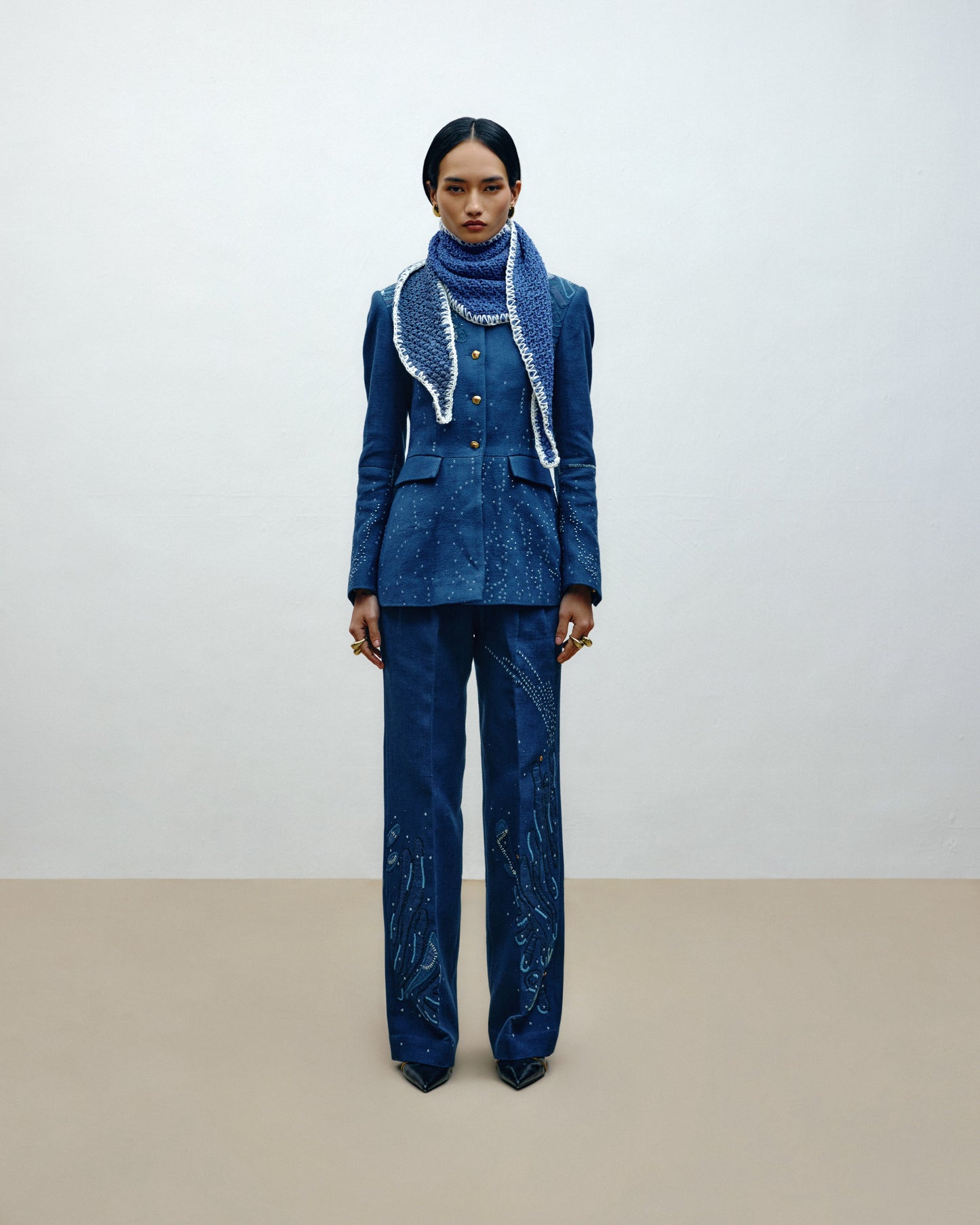 Embroidered Straight-leg Trousers