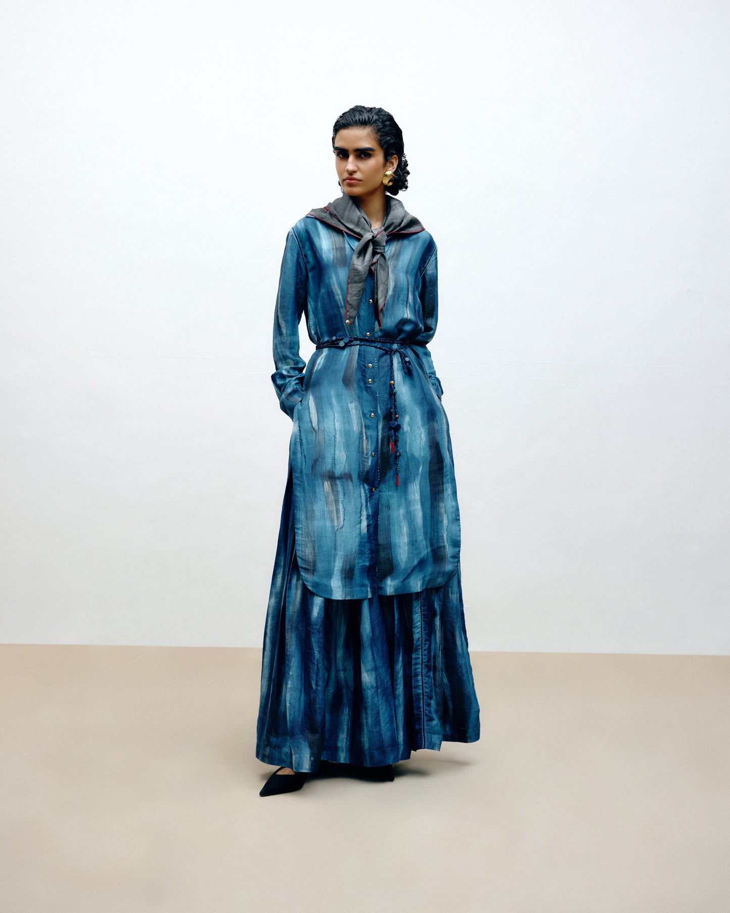 Hand-Painted Silk Long Shirt