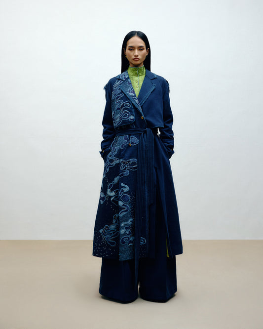 Hand Embroidered Trench Coat