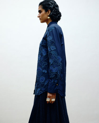 Embroidered Silk Shacket