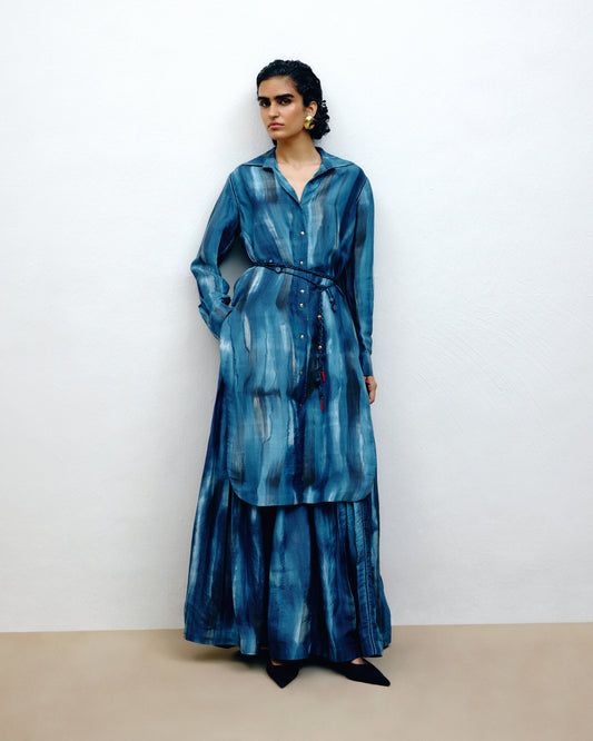 Hand-Painted Silk Long Shirt