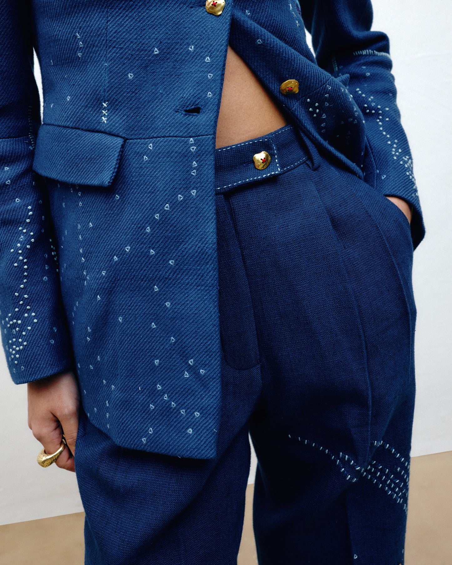 Embroidered Straight-leg Trousers