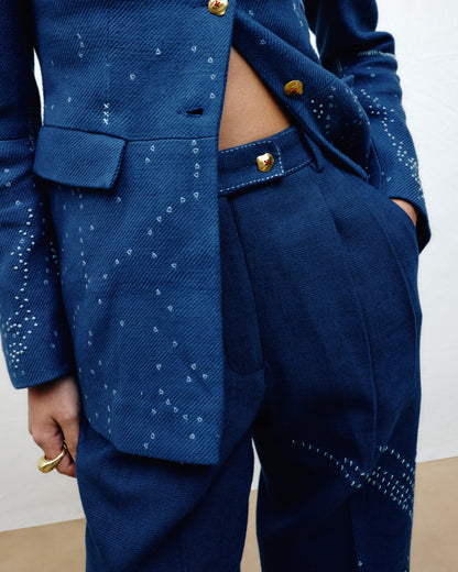 Embroidered Straight-leg Trousers