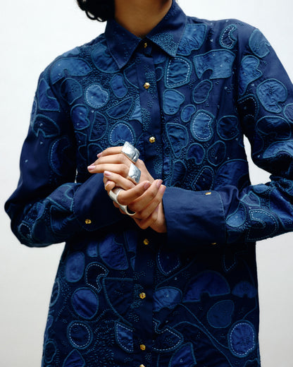 Embroidered Silk Shacket