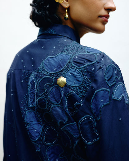 Embroidered Silk Shacket