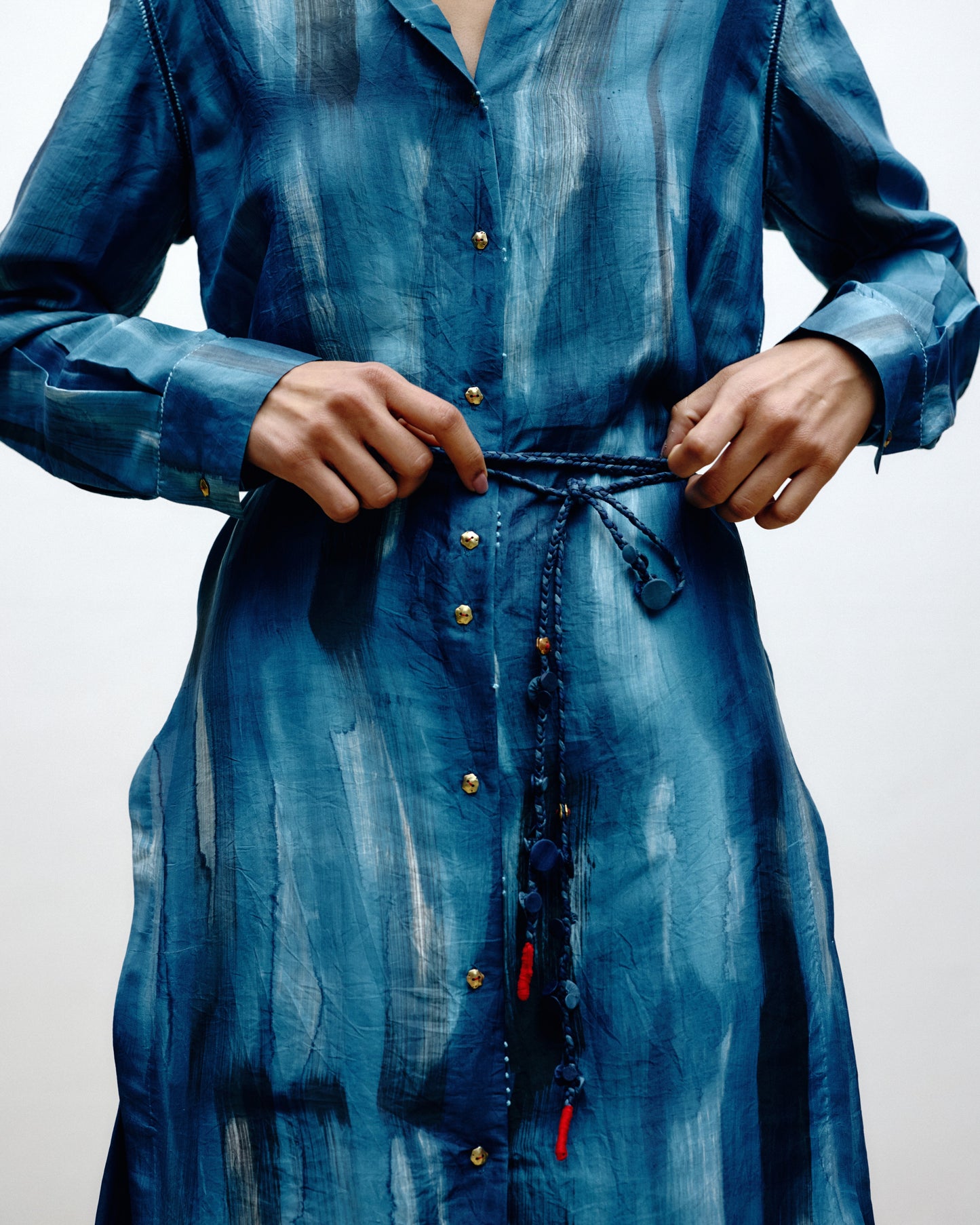 Hand-Painted Silk Long Shirt