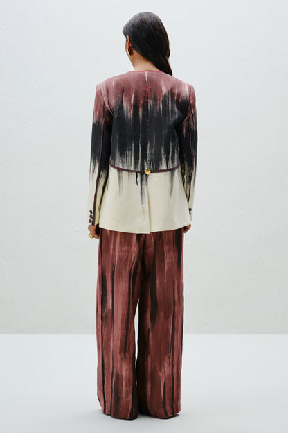 Brown Wide-Leg Linen Trouser