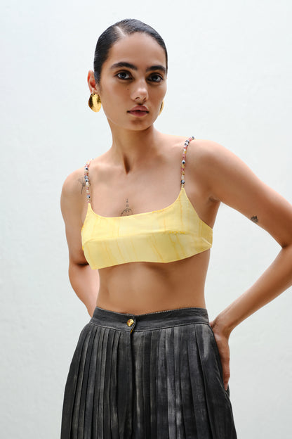 Charcoal Pleated Silk Pants