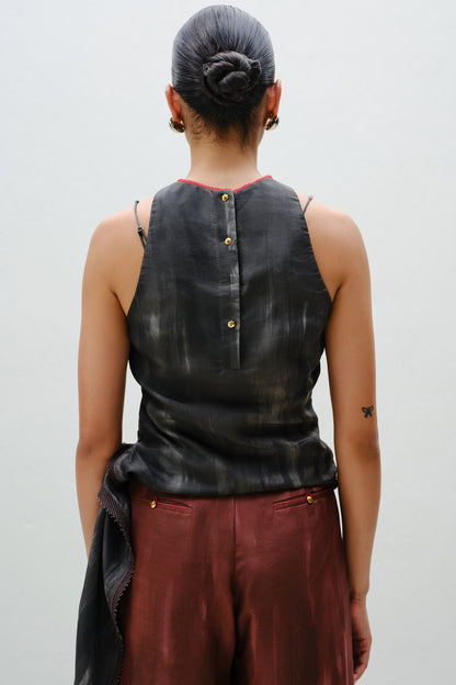 Charcoal Tie Halter Top
