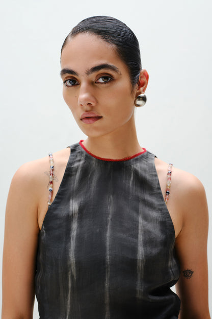 Charcoal Tie Halter Top