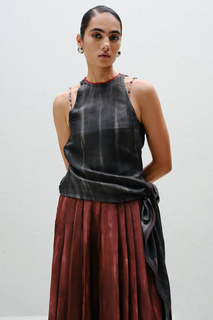 Charcoal Tie Halter Top
