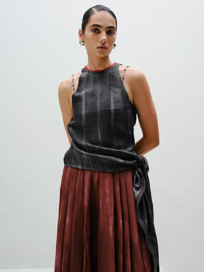 Charcoal Tie Halter Top