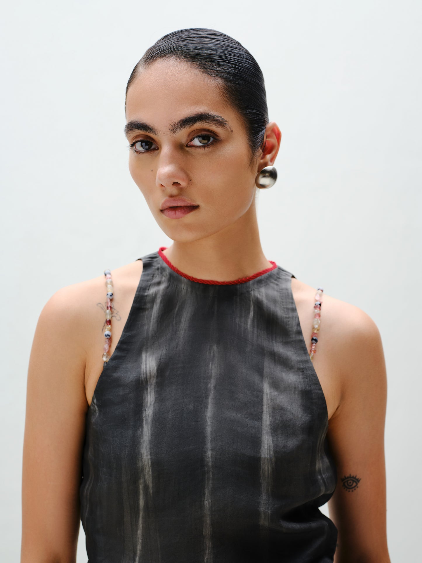 Charcoal Tie Halter Top
