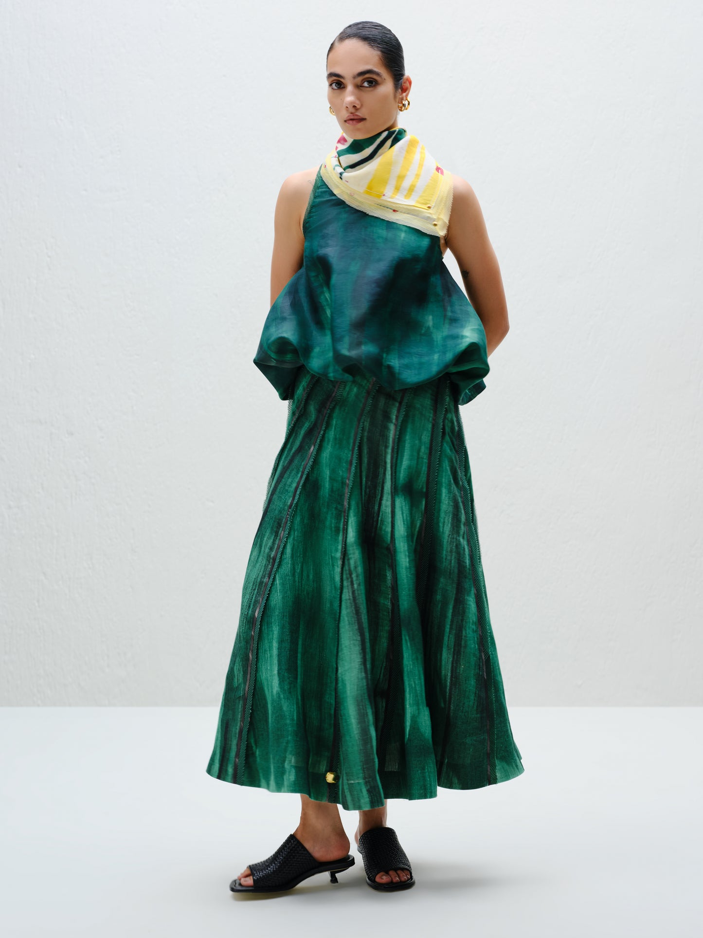Teal Seamless Panel Skirt
