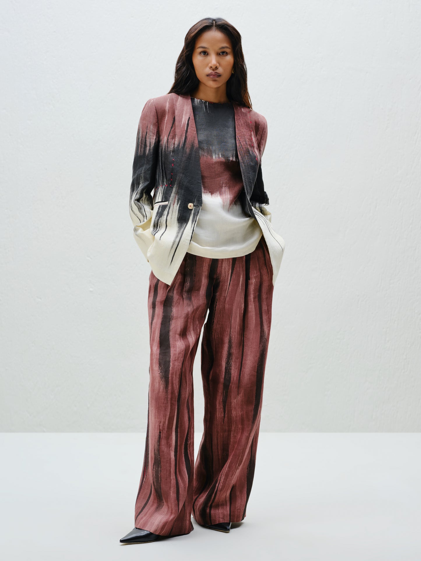 Brown Wide-Leg Linen Trouser