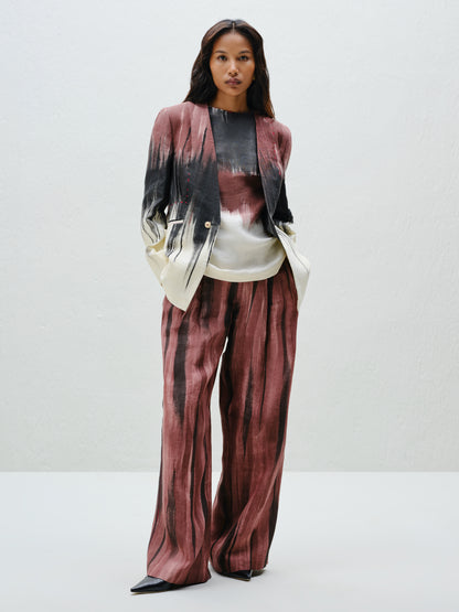 Brown Wide-Leg Linen Trouser