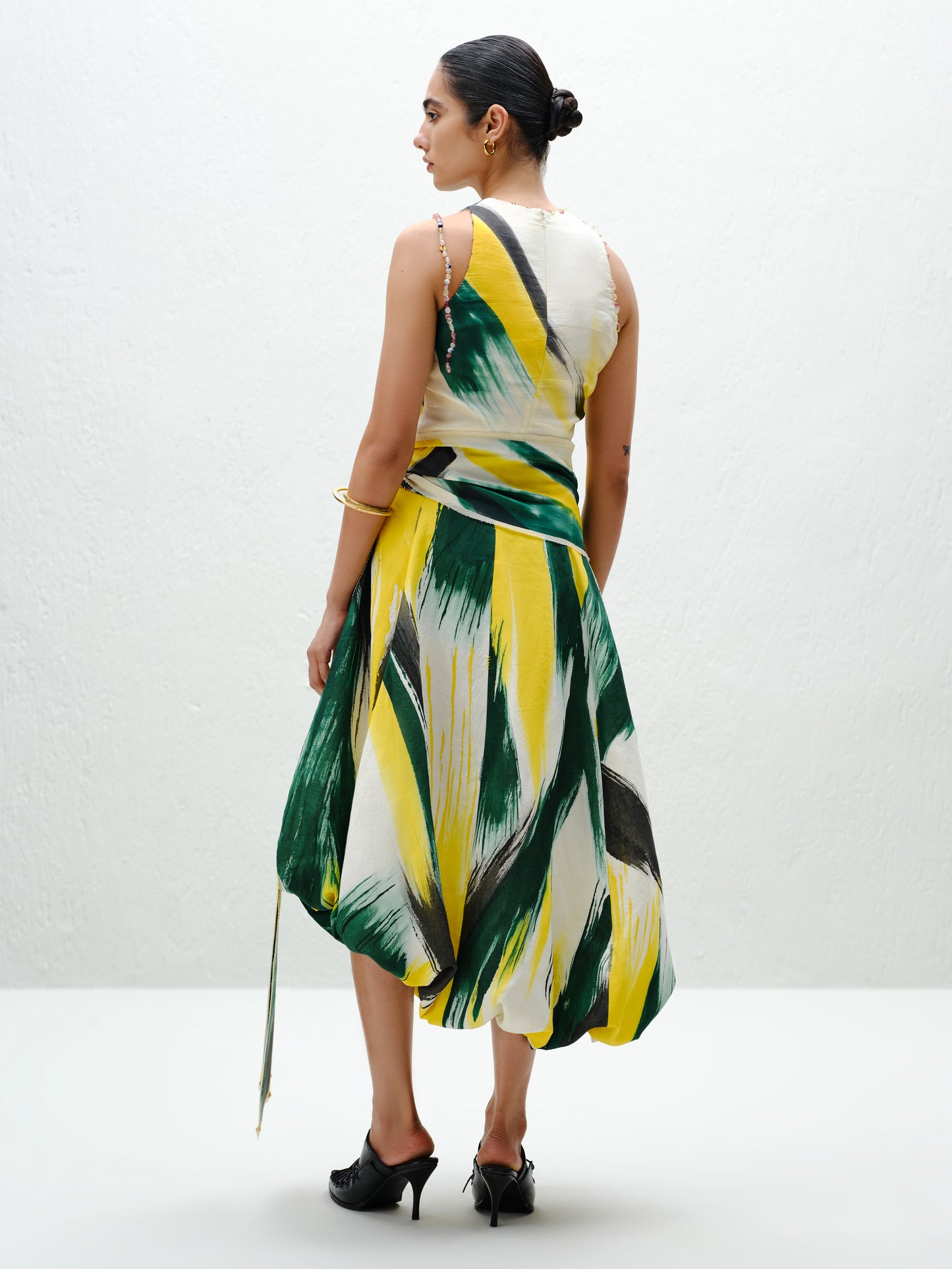 Green Asymmetric Balloon Skirt