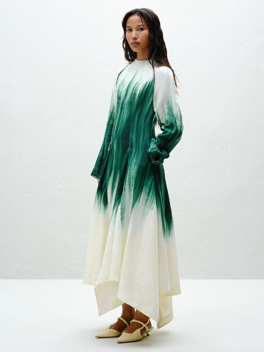 Teal Godet Dress