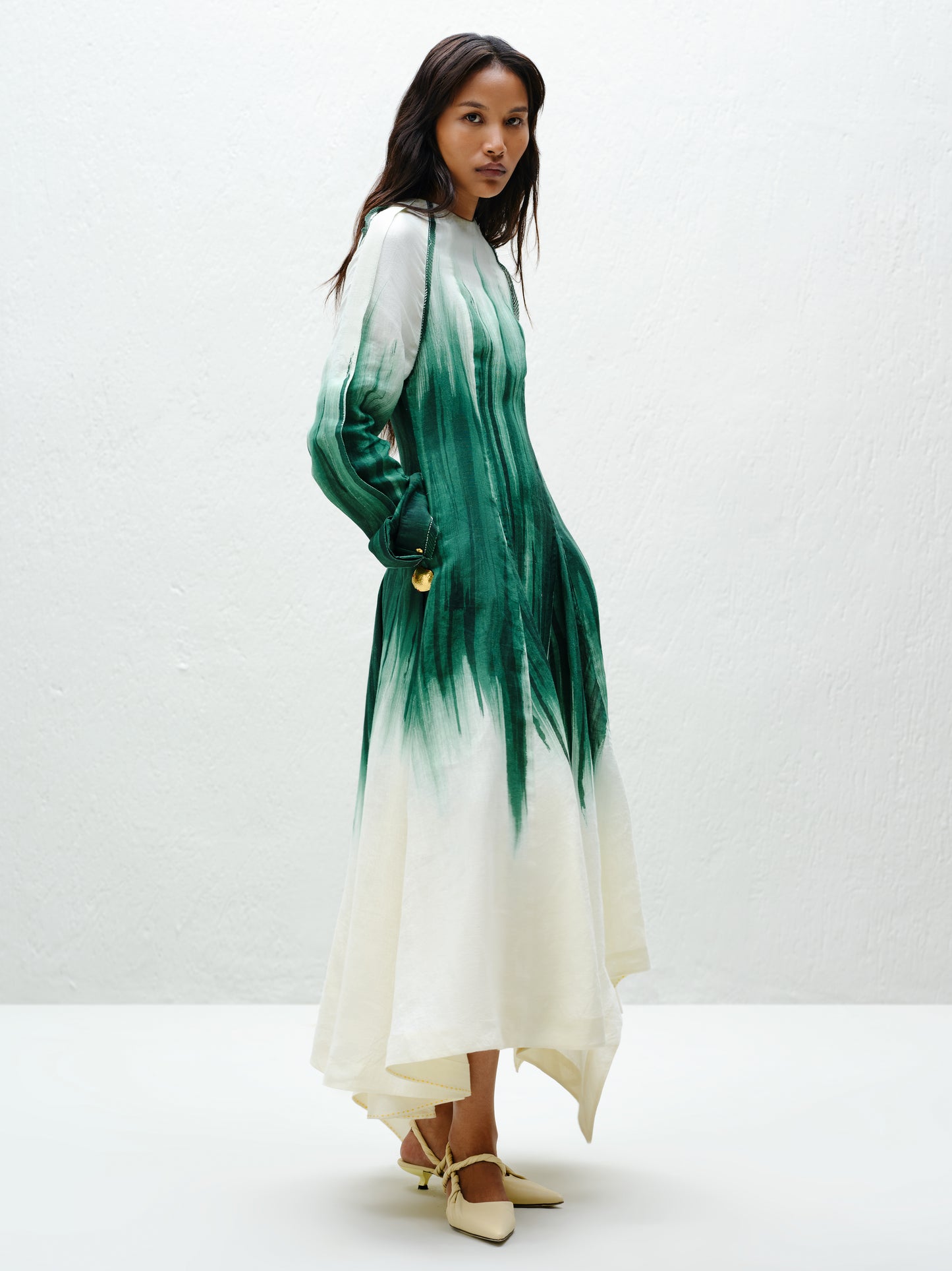 Teal Godet Dress