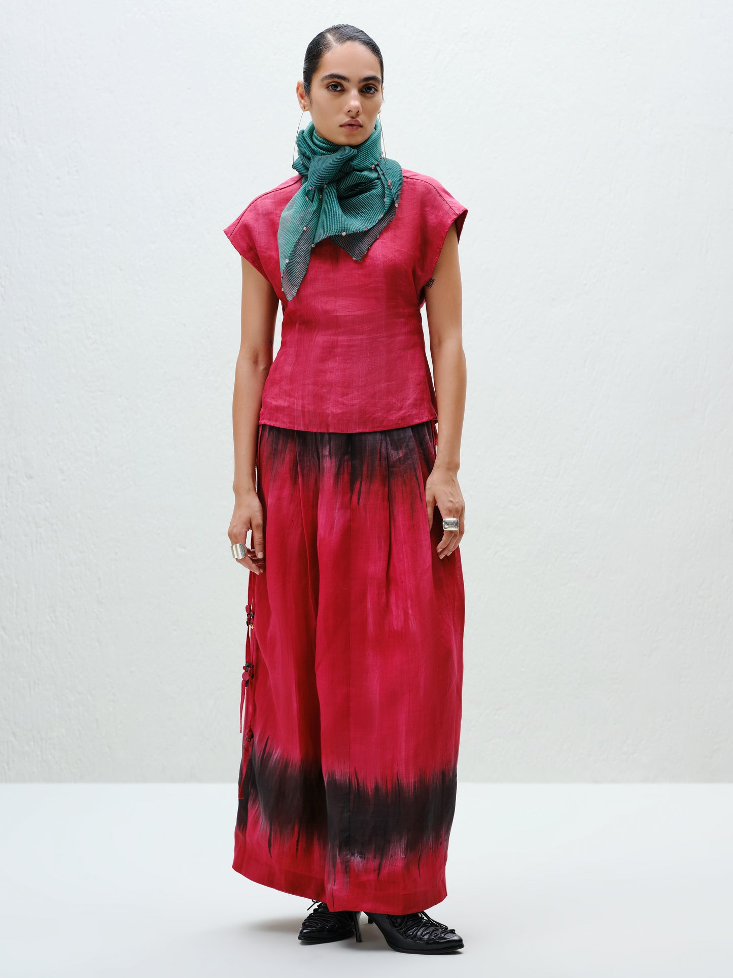 Red Pleat Skirt