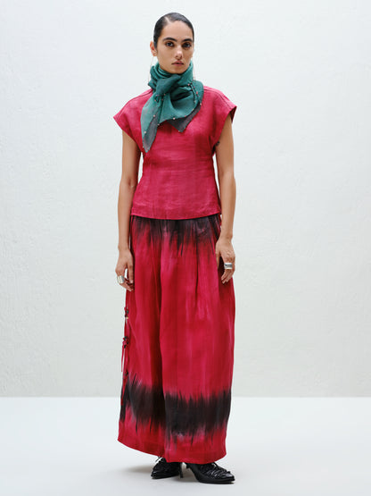 Red Pleat Skirt