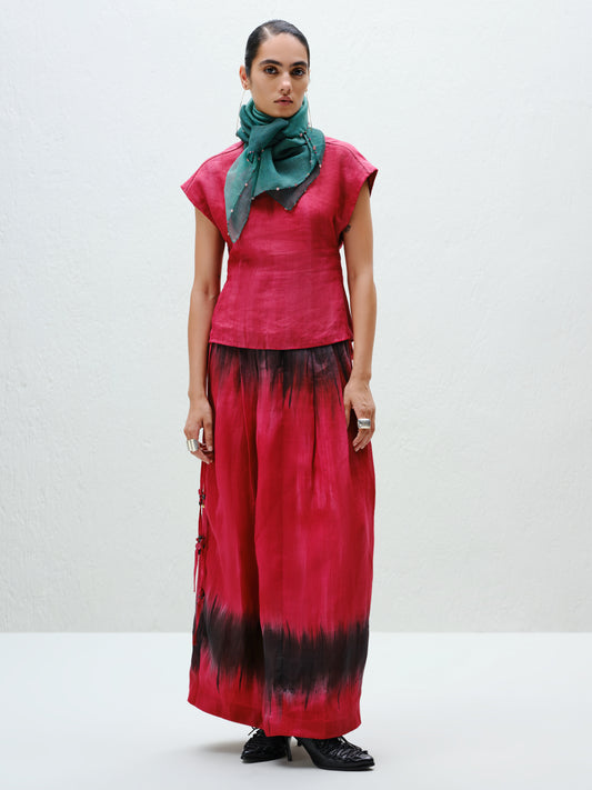 Red Pleat Skirt