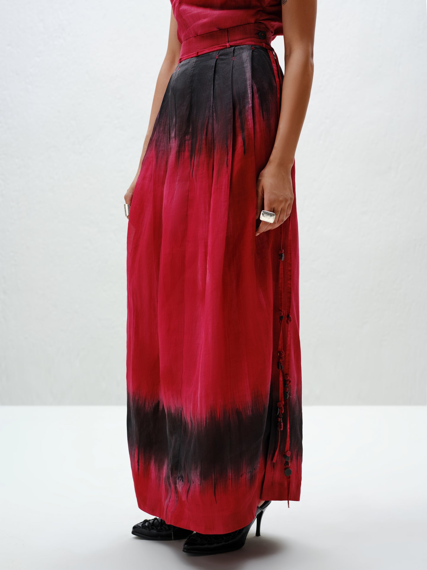 Red Pleat Skirt