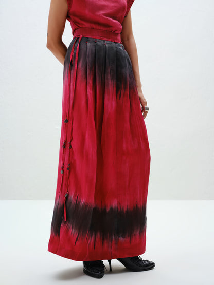 Red Pleat Skirt