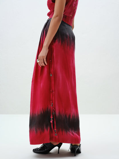 Red Pleat Skirt