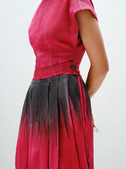 Red Pleat Skirt
