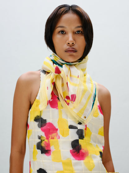 Grid Pintuck Slip Dress
