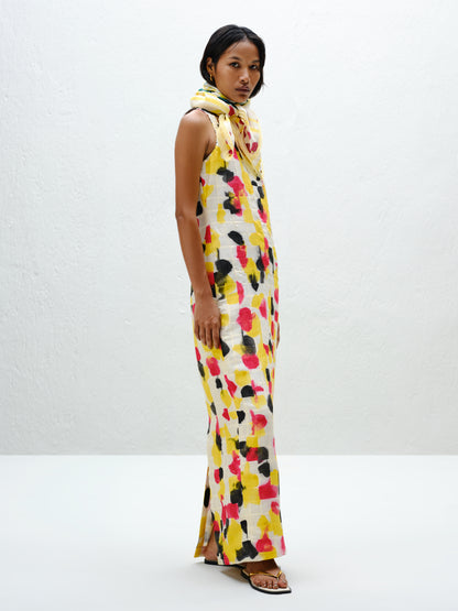 Grid Pintuck Slip Dress