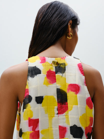 Grid Pintuck Slip Dress