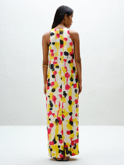 Grid Pintuck Slip Dress