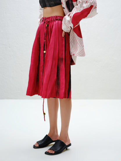 Red Pleated Culottes
