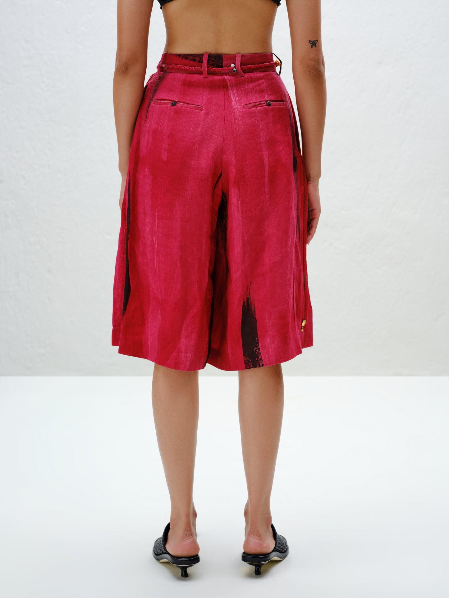 Red Pleated Culottes