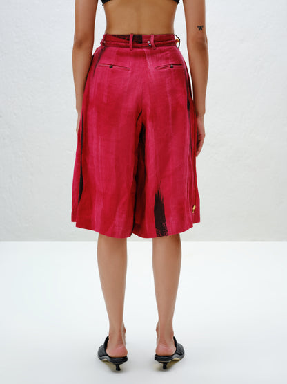 Red Pleated Culottes