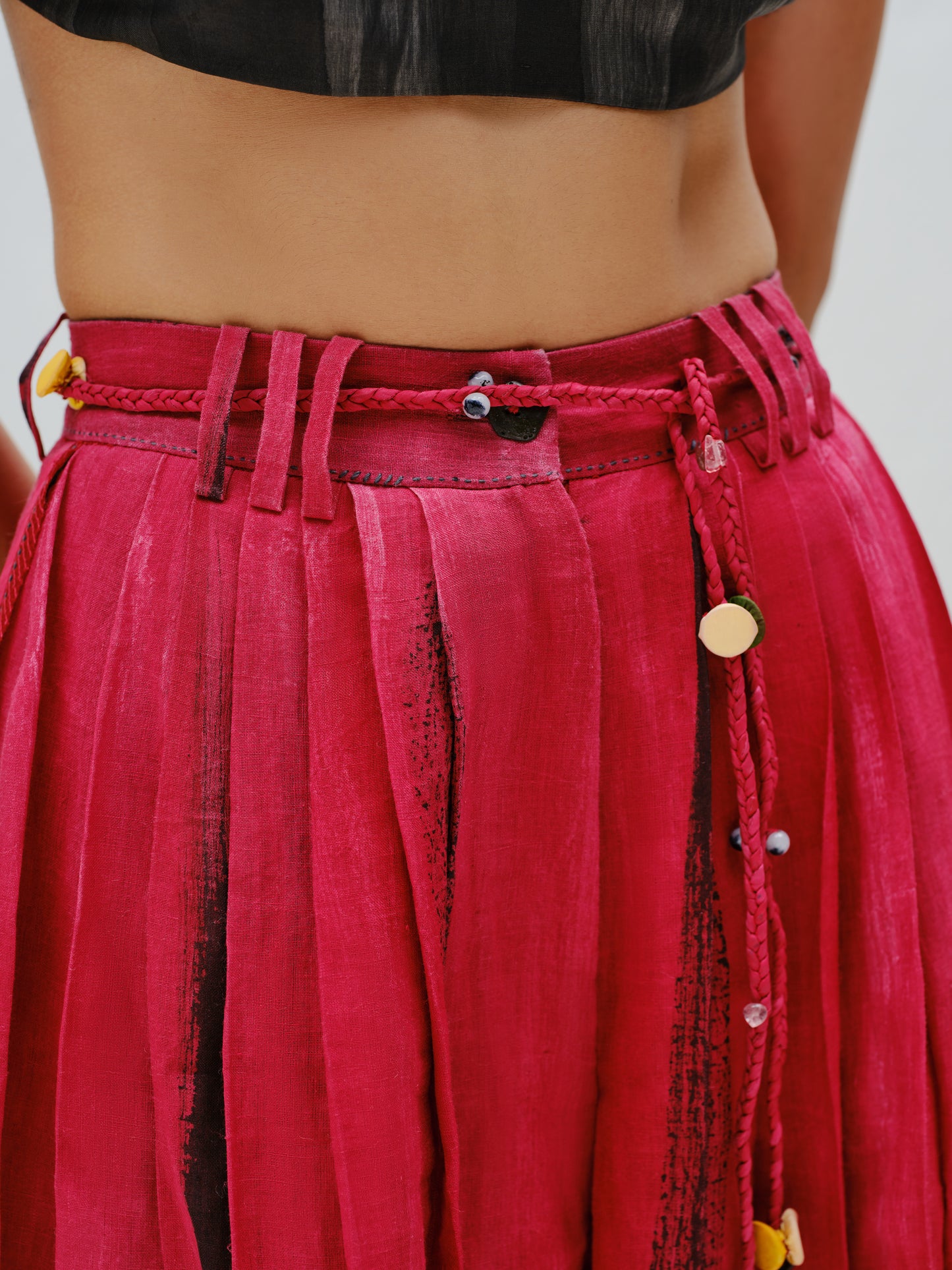 Red Pleated Culottes