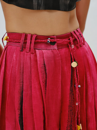 Red Pleated Culottes