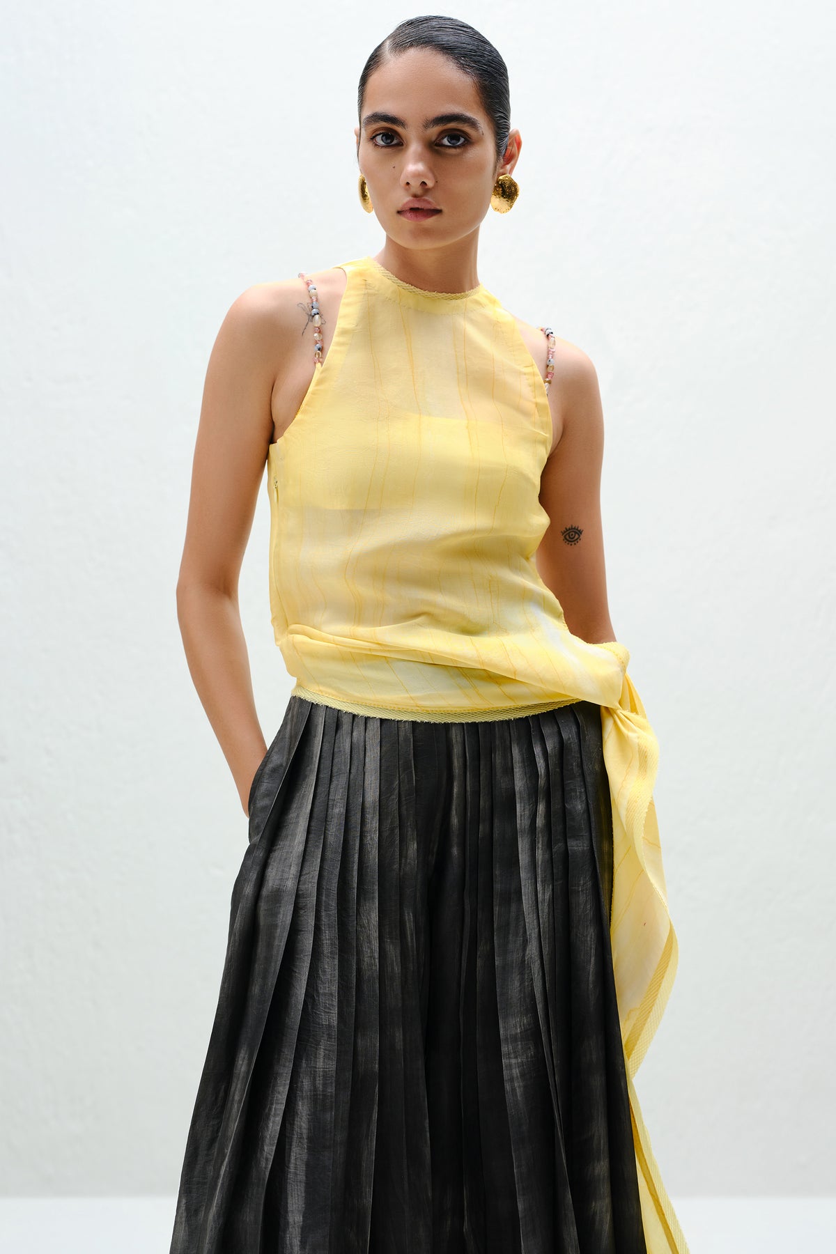 Ecru Tie Halter Top