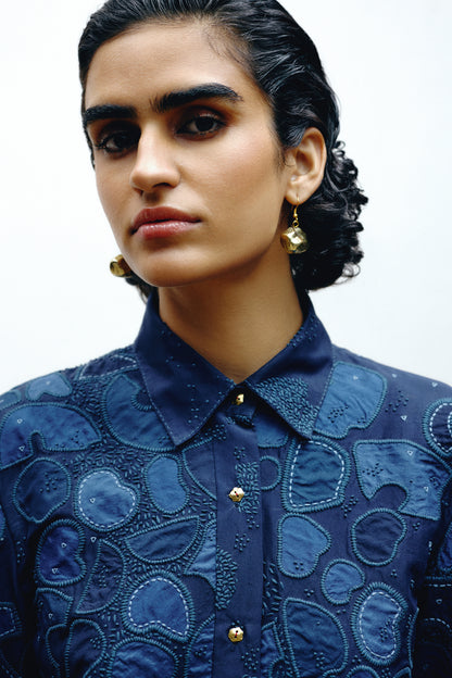 Embroidered Silk Shacket