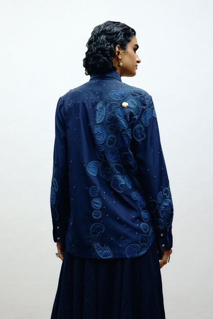 Embroidered Silk Shacket