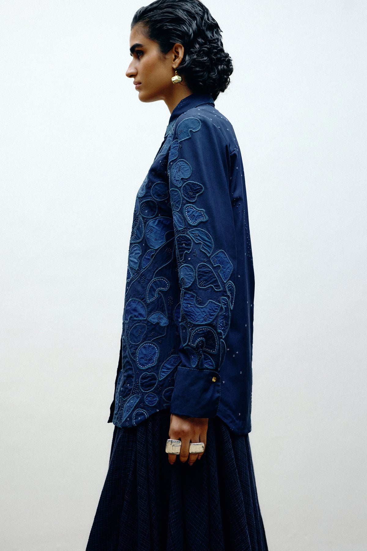 Embroidered Silk Shacket