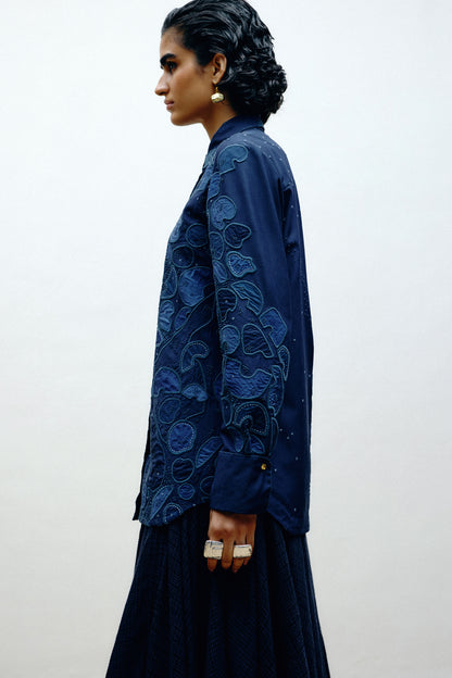 Embroidered Silk Shacket