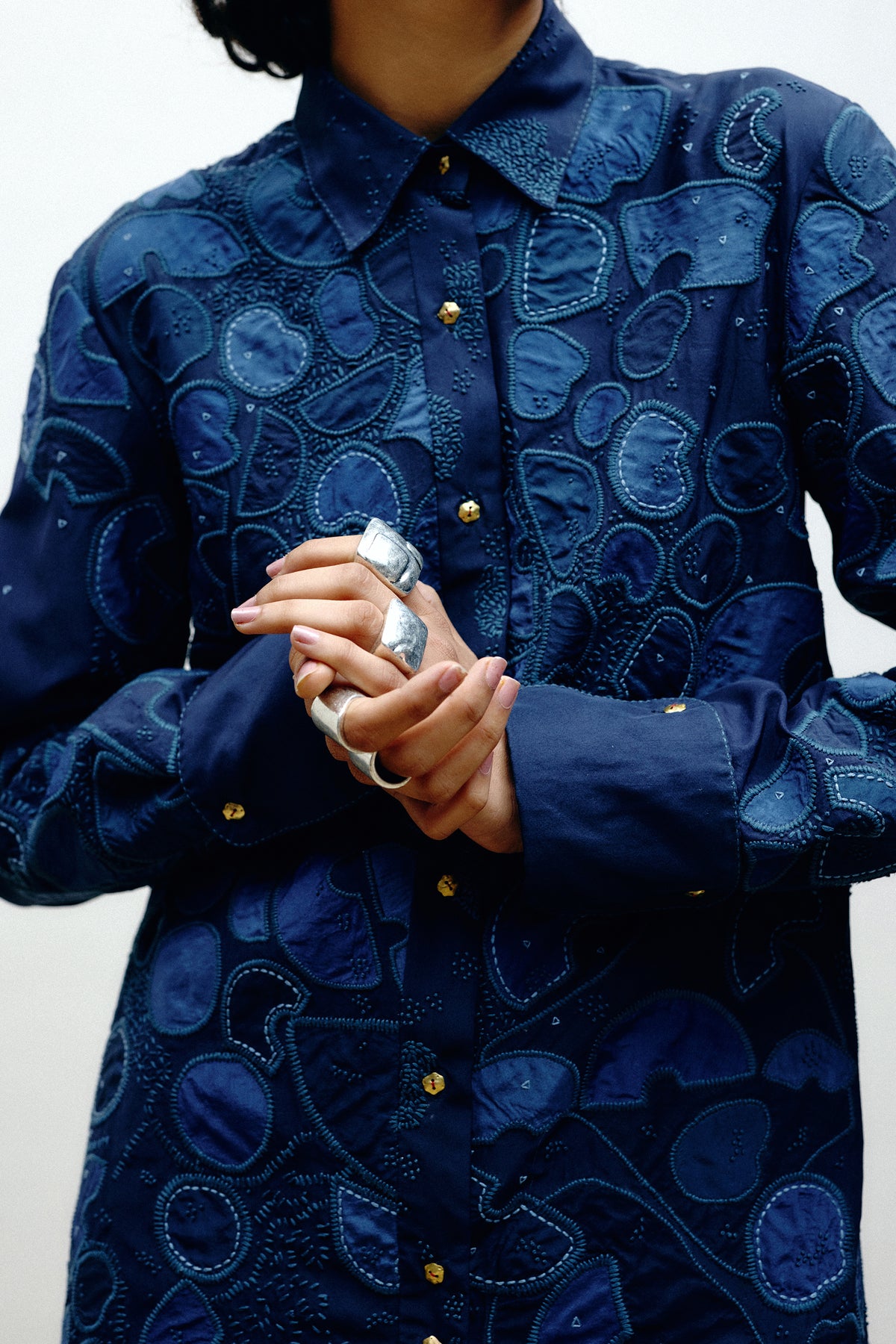 Embroidered Silk Shacket