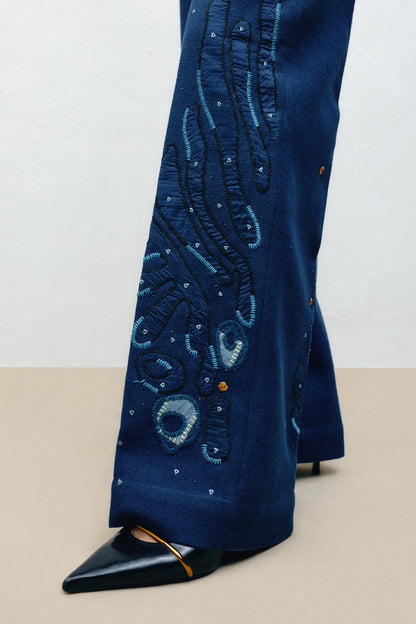 Embroidered Straight-leg Trousers